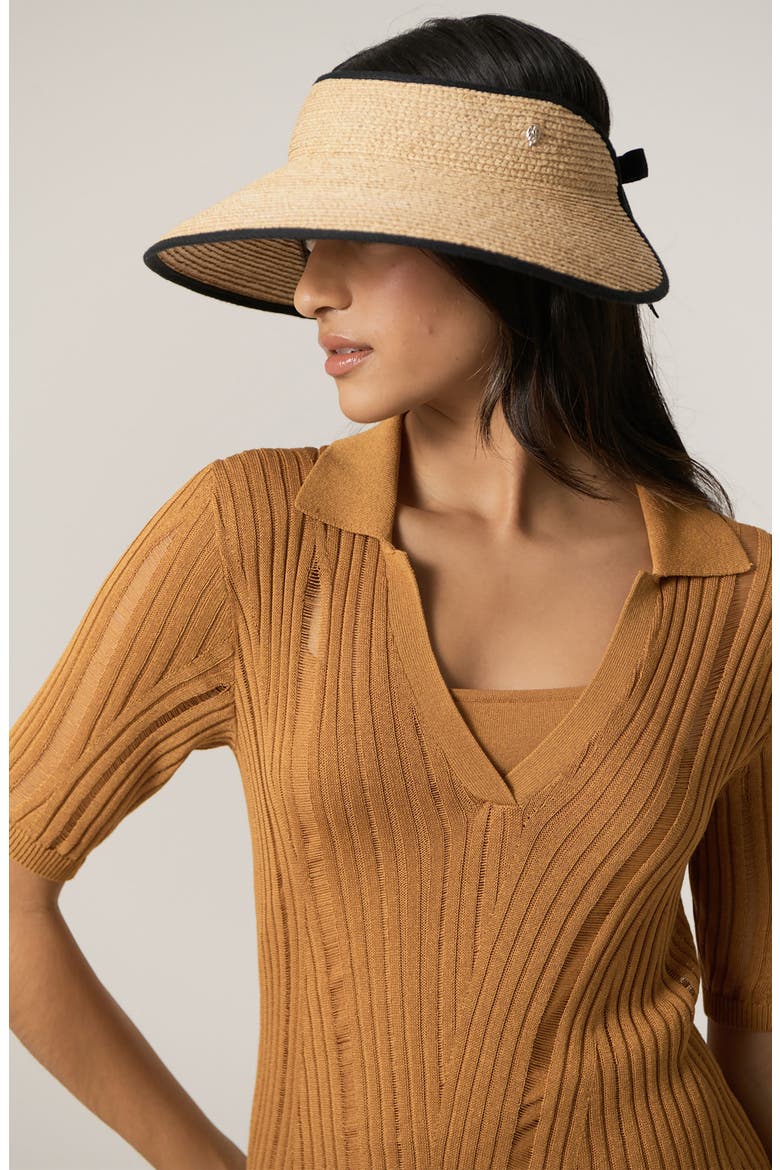 Mita Packable Raffia Visor, Alternate, color, NATURAL/ MIDNIGHT