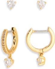 Kate Spade New York crystal stud & huggie earrings set
