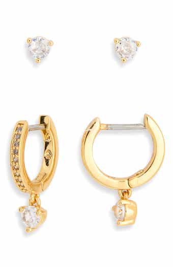 crystal stud & huggie earrings set