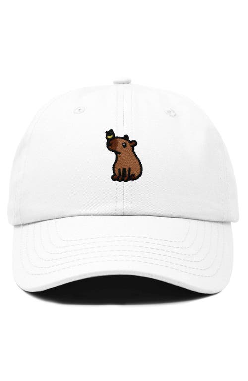 Dalix Capybara Embroidered Everyday Hat In White