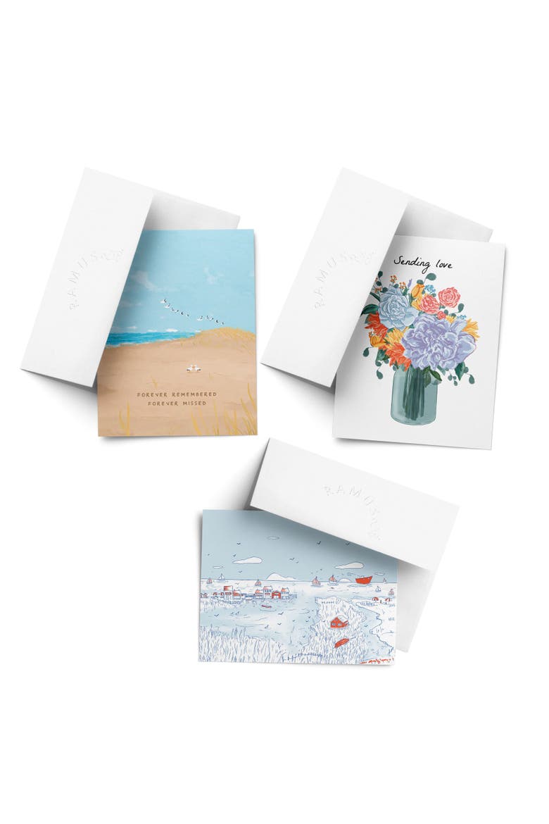 Sympathy Greeting Card Pack Sets (3 ct, Assorted) Forever Remembered, Sending Love Flowers, Salty Town, Main, color, Multi-Pack