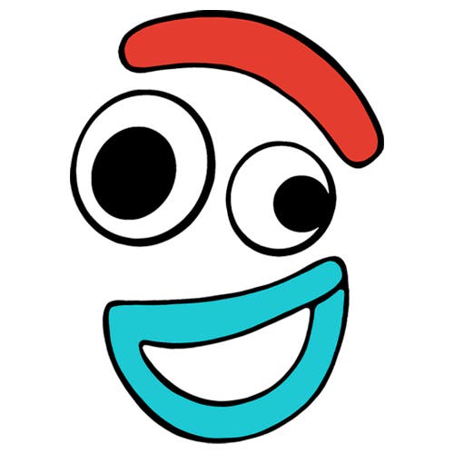Toy Story Boy's Forky Smiling Face Graphic T-shirt In White
