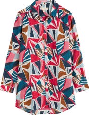 Seasalt Cornwall Wren Abstract Print Cotton Blend Button-Up Shirt