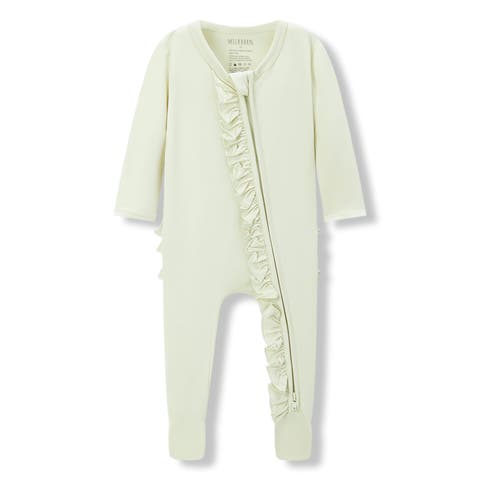 Luxe Solid Ruffle Footed Romper (Baby)