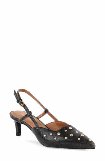 Crawford Slingback Pointed Toe Kitten Heel Pump