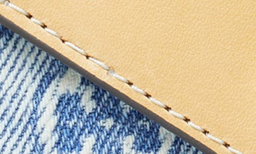 Tory Burch Key Item T Monogram Denim & Leather Wallet In Powder Blue