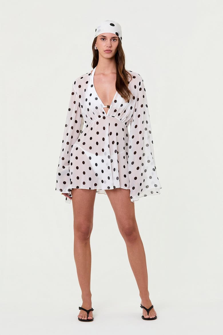 Nerissa Dress, Main, color, Ivory / Black Polka Dot