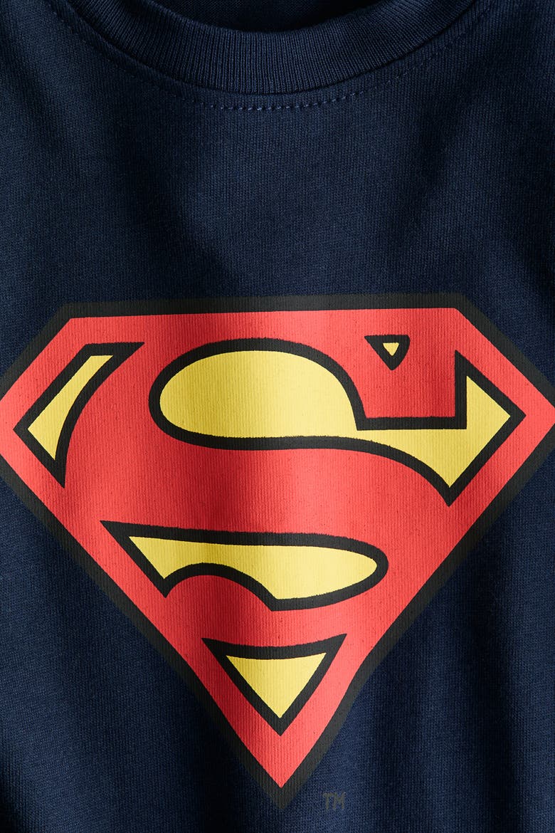 Printed Cotton T-shirt, Alternate, color, Navy blue/Superman