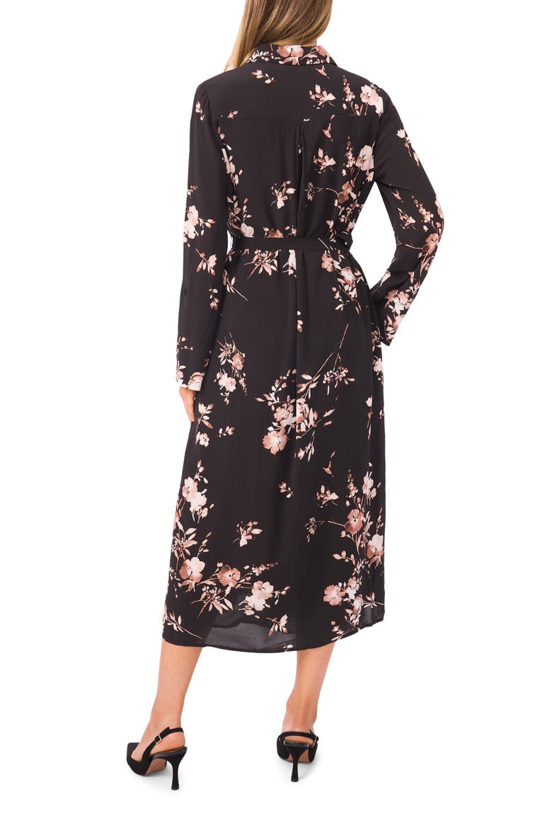 Mina Long Sleeve Midi Shirtdress, Alternate, color, RICH BLACK