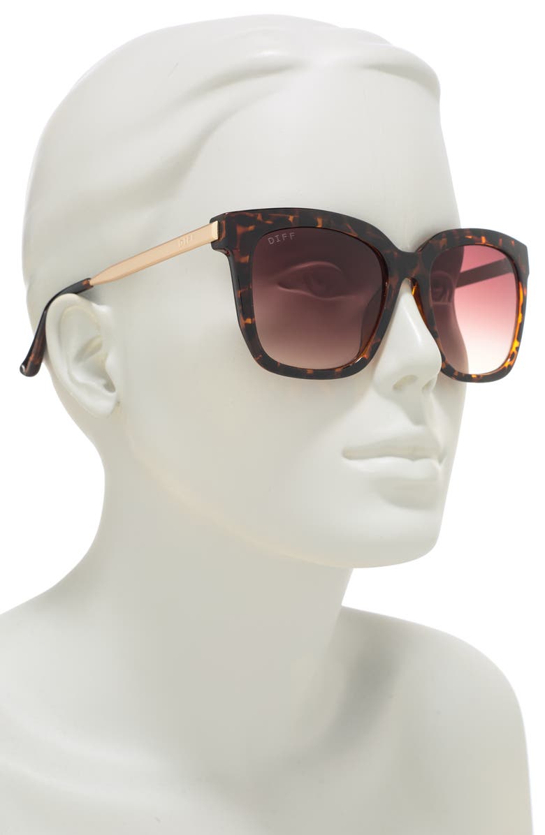 DIFF 54mm Hailey Square Sunglasses, Alternate, color, Tortoise