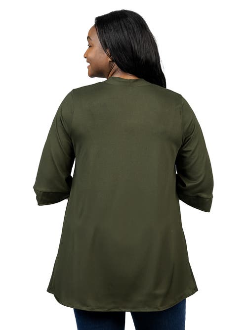 24seven Comfort Apparel Plus Size Elbow Length Open Front Cardigan Sweater In Multi