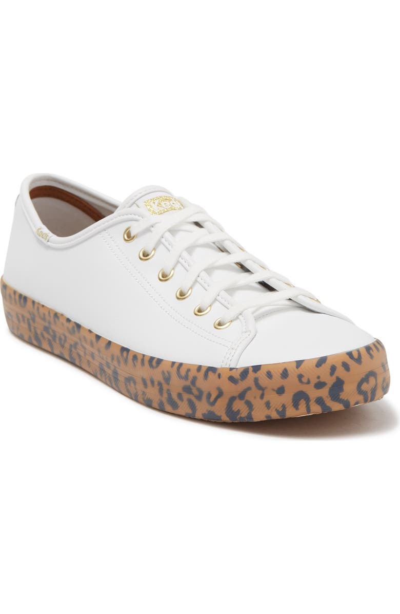 Keds<sup>®</sup> Keds Kickstart Leather Leopard Foxing Sneaker, Main, color,