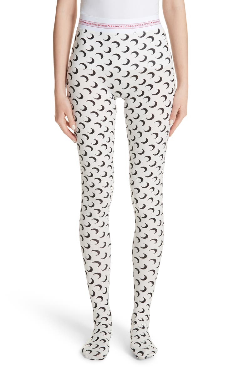 Trompe L'Oeil Leggings, Alternate, color, ALL OVER MOON/ WHITE