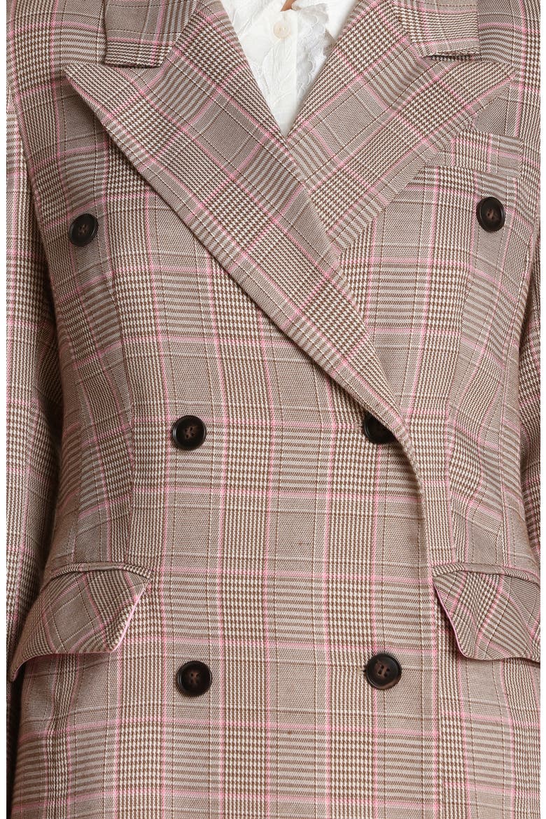 Plaid Trench Coat, Alternate, color, BROWN-PINK PLAID