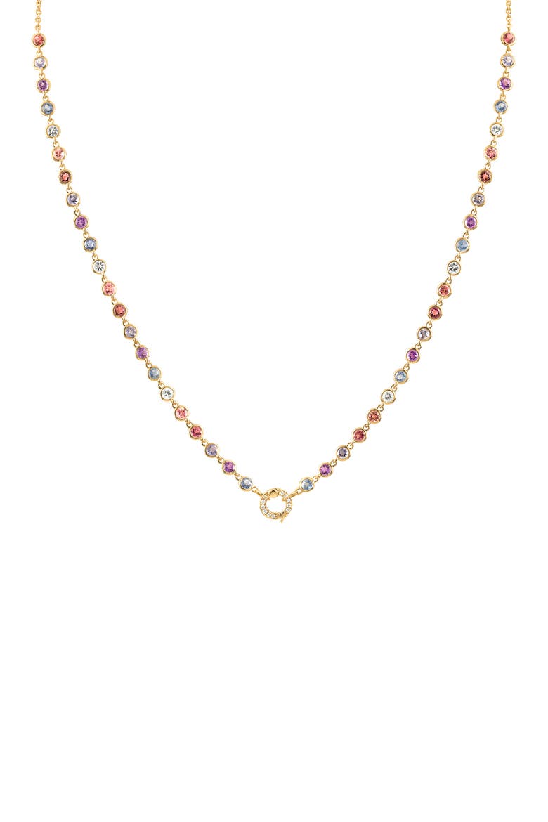 Sapphire and Diamond Necklace, Main, color, YELLOW GOLD/ DIAMOND