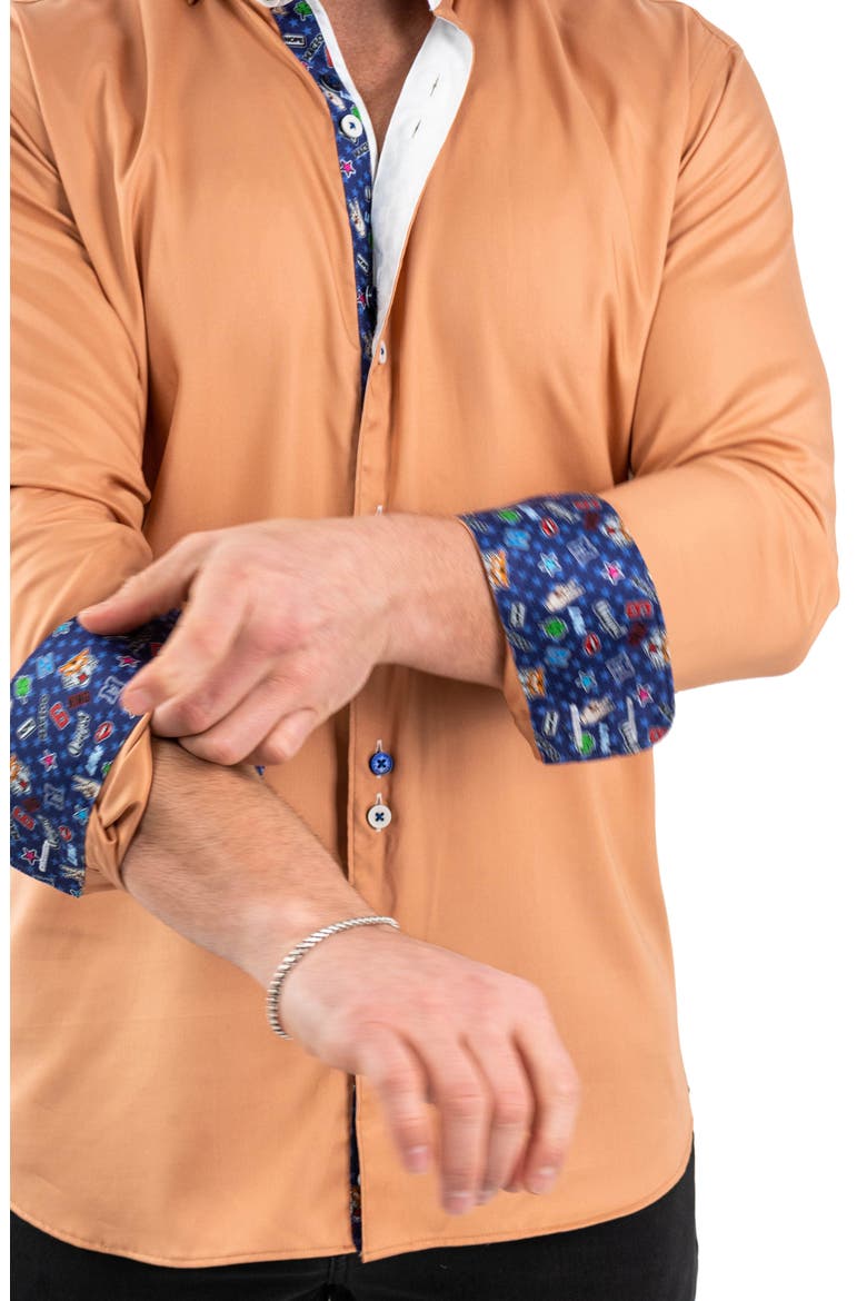 Einstein Solid Tencel® Button-Down Shirt, Alternate, color, ORANGE