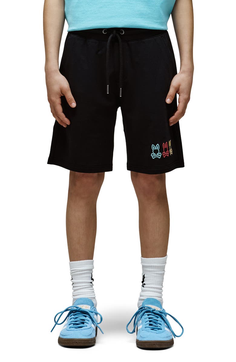 Psycho Bunny Kids' Andy Embroidered Sweat Shorts, Alternate, color, Black