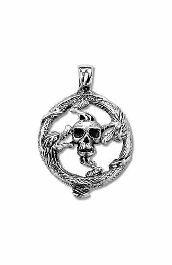 SAMUEL B. Men's Sterling Silver Dragon Skull Pendant