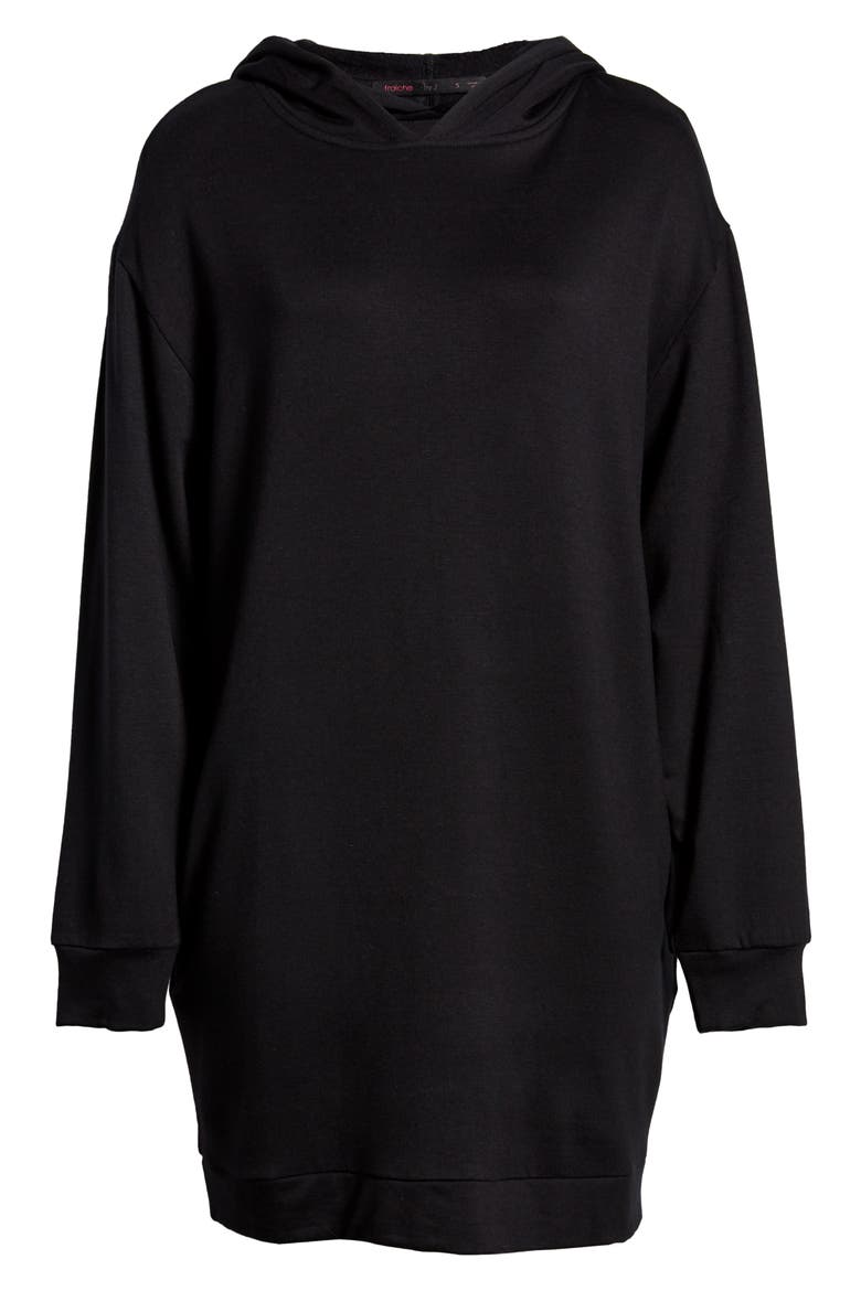 Long Sleeve Hoodie Dress, Alternate, color, BLACK