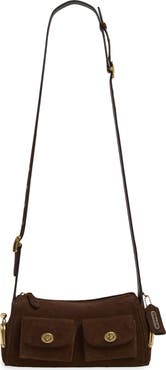COACH Turnlock Haversack Suede Shoulder Bag
