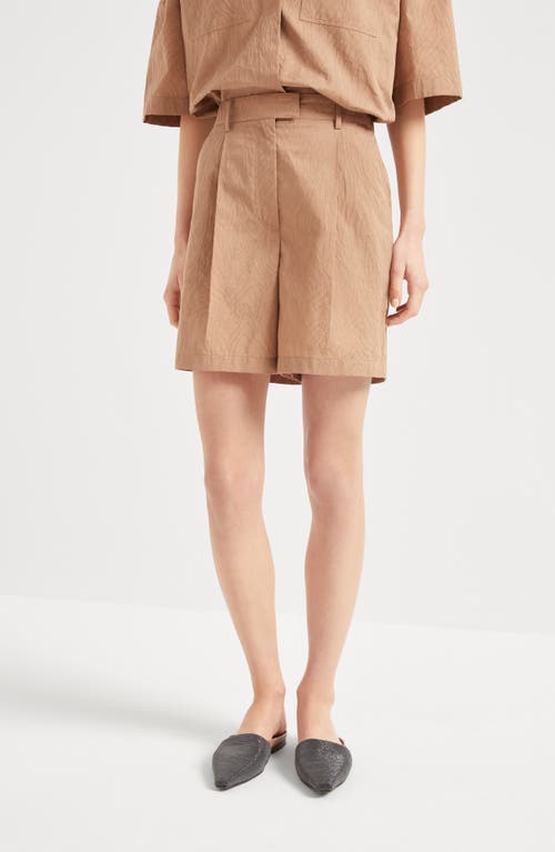 Brunello Cucinelli Baggy Shorts In Rust Brown