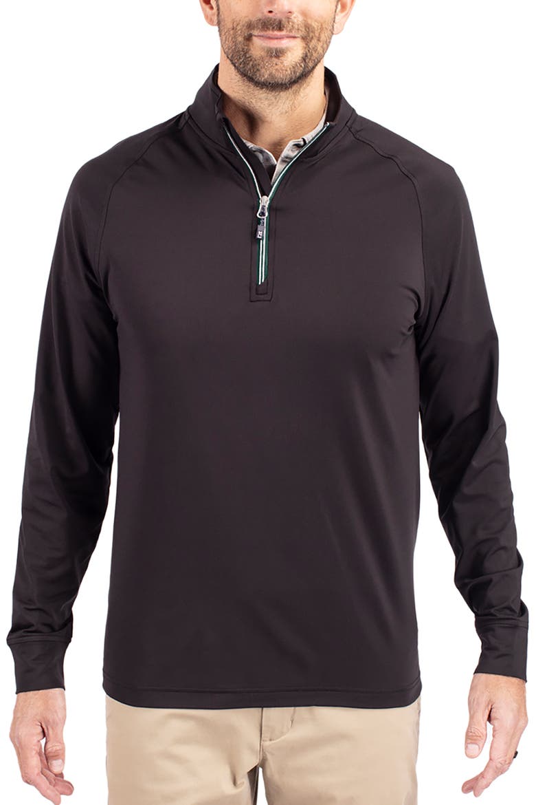 Adapt Knit Quarter Zip Pullover, Main, color, BLACK/HUNTER