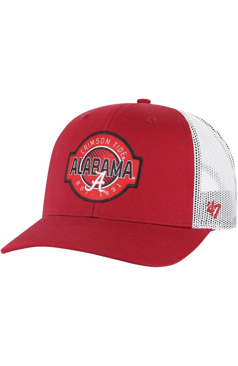 '47 Youth '47 Crimson Alabama Crimson Tide Scramble Trucker Adjustable Hat, Main, color,