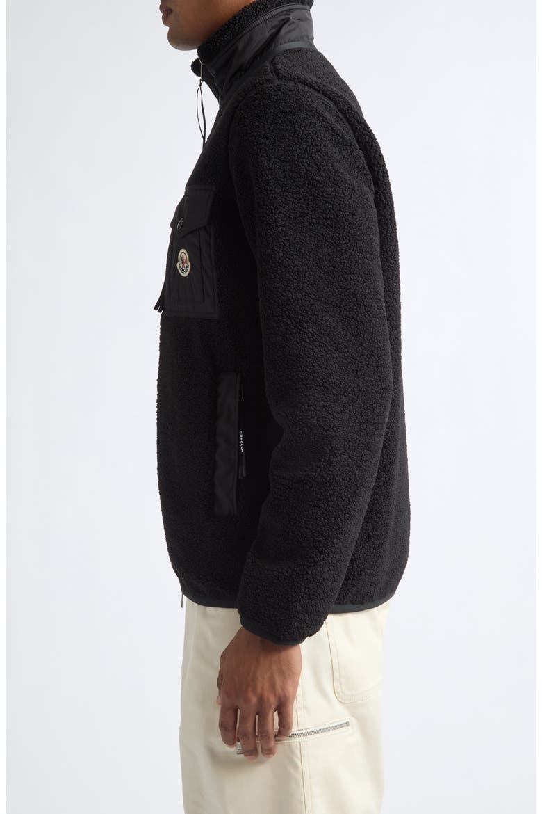 Zip Front Fleece Cardigan, Alternate, color, BLACK