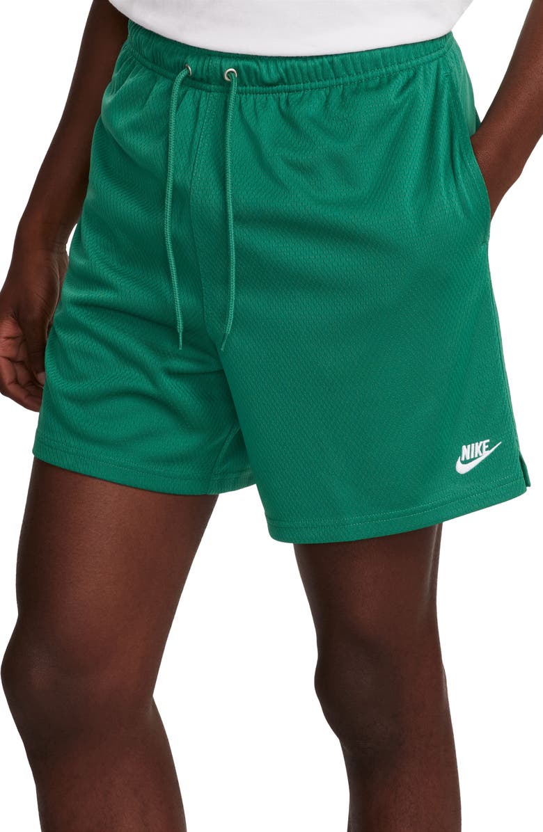 Nike Club Flow Mesh Athletic Shorts, Alternate, color, 365 Malachite/White
