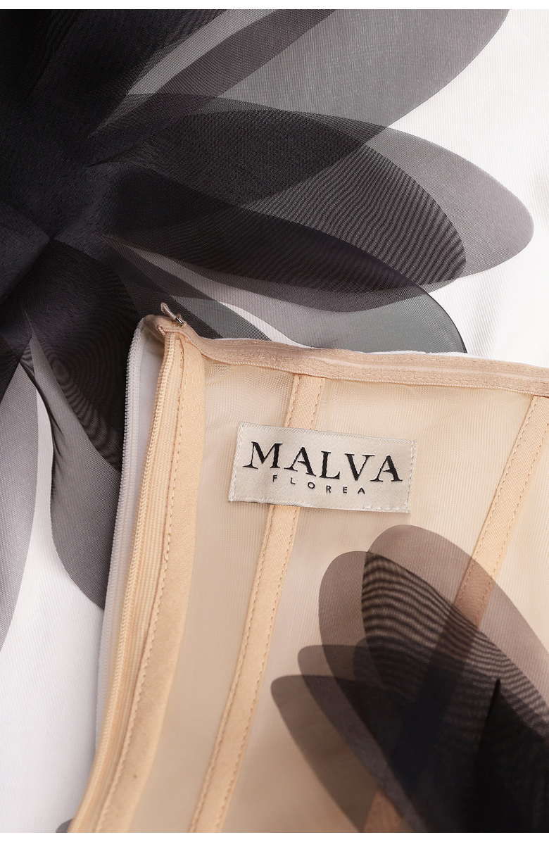 Malva Florea Strapless Floral-Applique Column Gown, Alternate, color, White