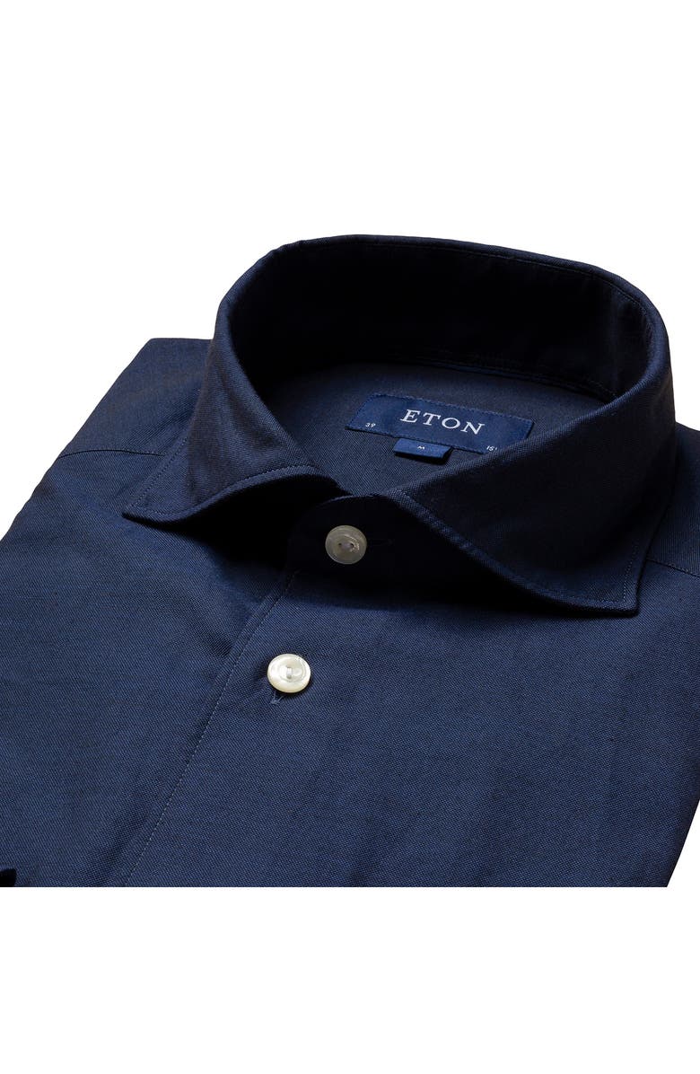 Eton Soft Casual Line Slim Fit Solid Cotton & Silk Shirt, Alternate, color, 