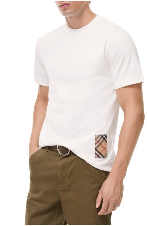 Check Cashmere Patch Cotton T-shirt