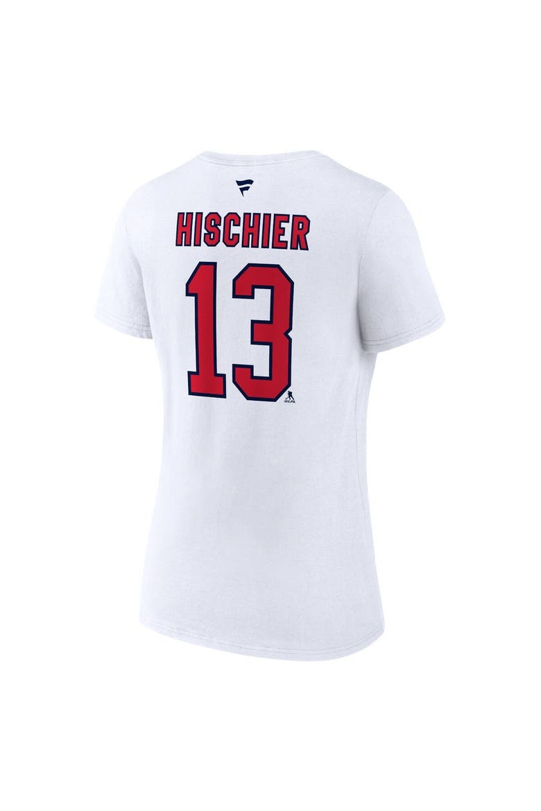 Women's Fanatics Branded Nico Hischier White New Jersey Devils Special Edition 2.0 Name & Number V-Neck T-Shirt, Alternate, color, White