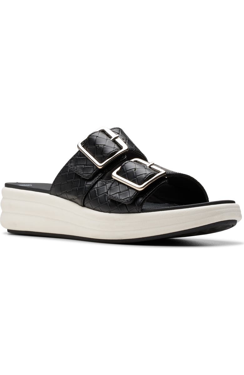 Clarks<sup>®</sup> Drift Buckle Slide Sandal, Main, color, Black Woven