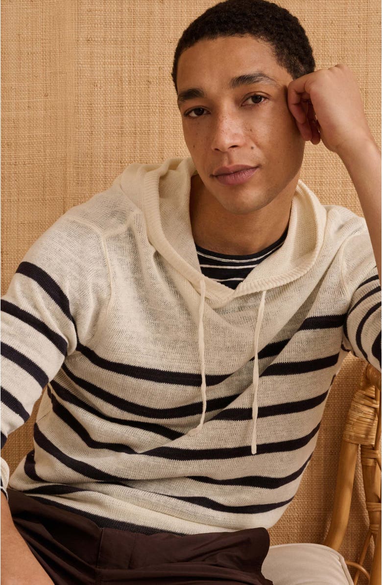 Onia Frank Hooded Sweater, Alternate, color, Midnight/Egret