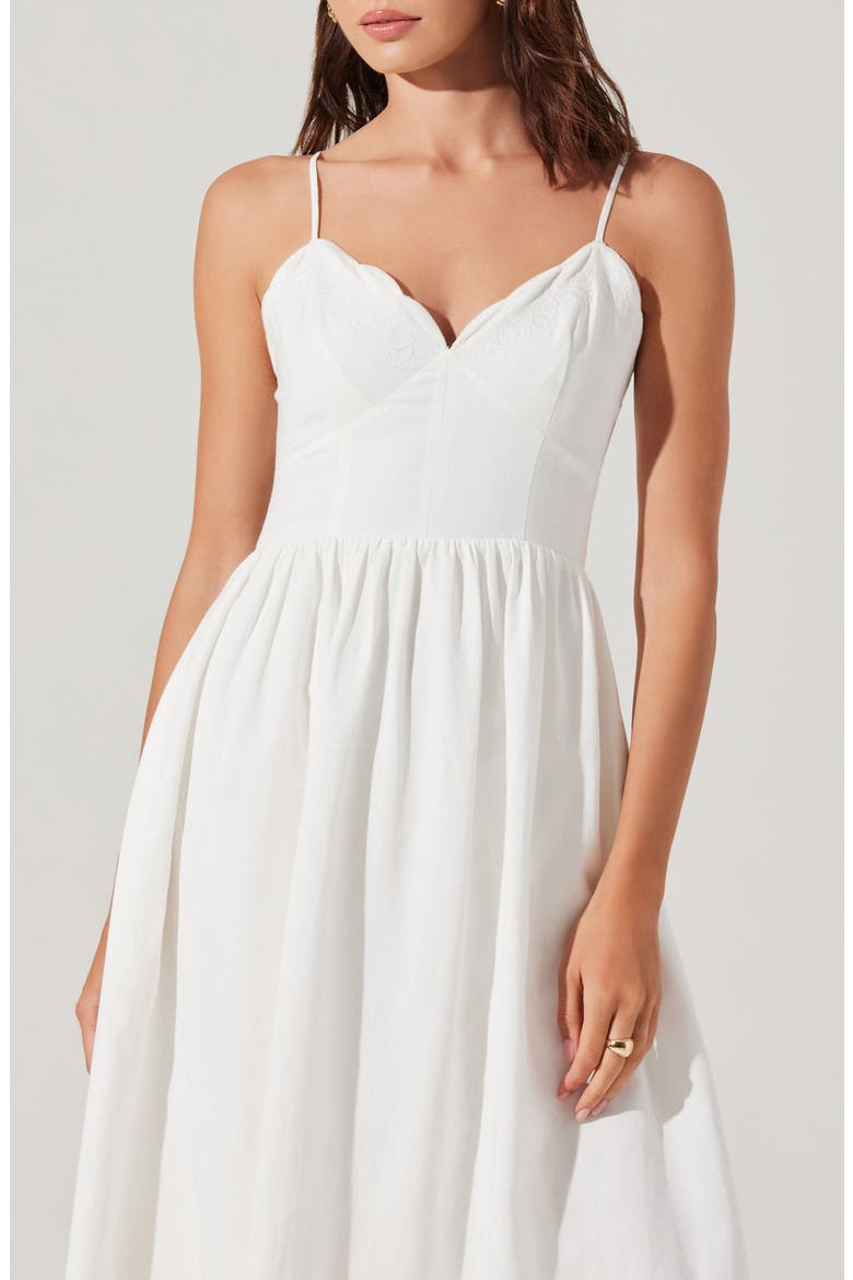 Kaidi Ramie Blend Midi Sundress, Alternate, color, WHITE