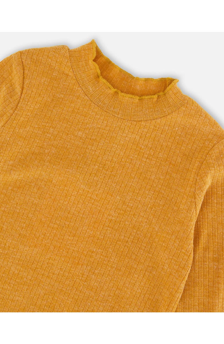 Deux par Deux Girl's Long Sleeve Mock Neck Top Gold Brown, Alternate, color, 