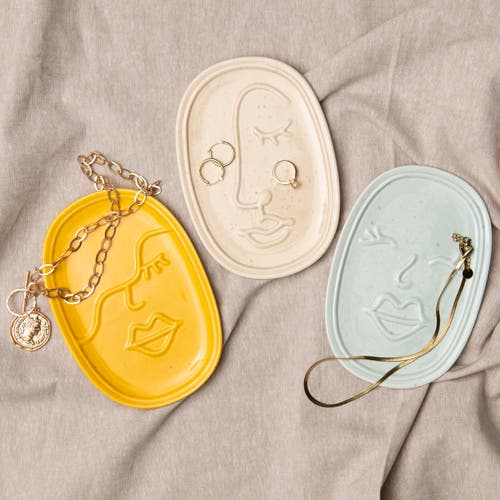 Totalee Gift Blue Face Catch All Ceramic Blue In Gray