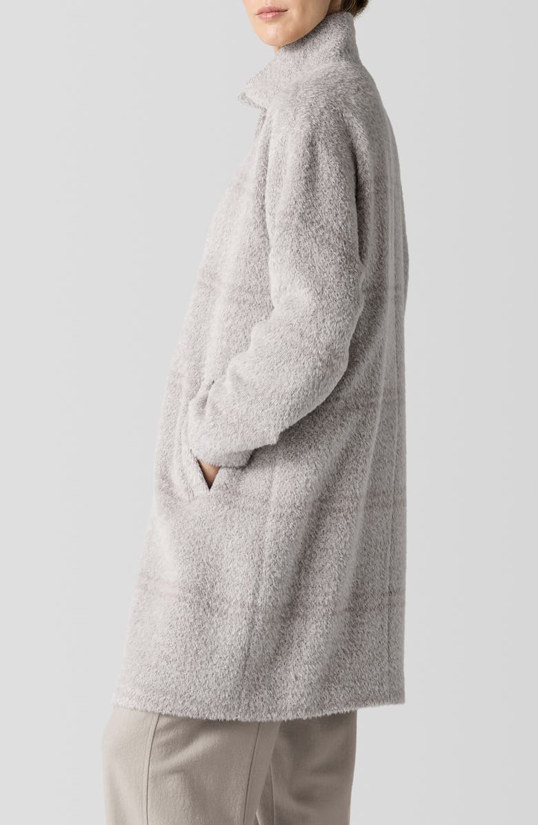 Eileen Fisher High Collar Long Coat, Alternate, color, Dove