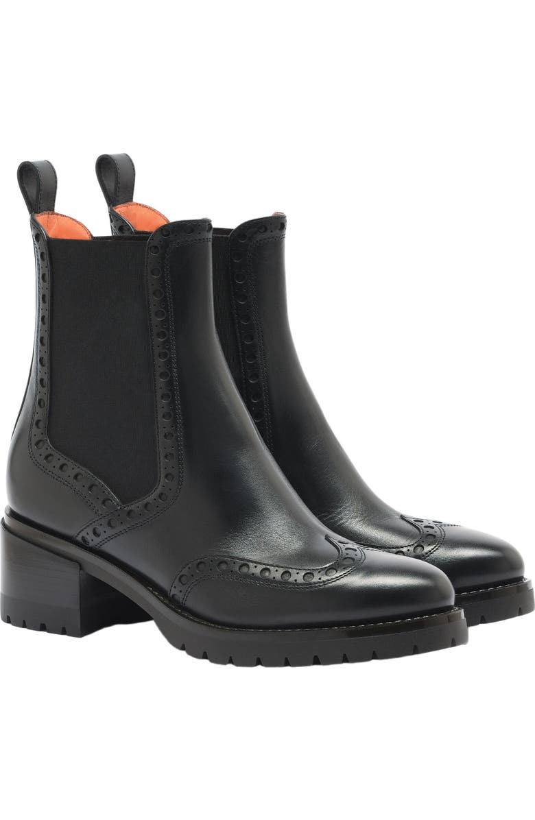 Santoni Leather Chelsea brogue boot, Alternate, color,