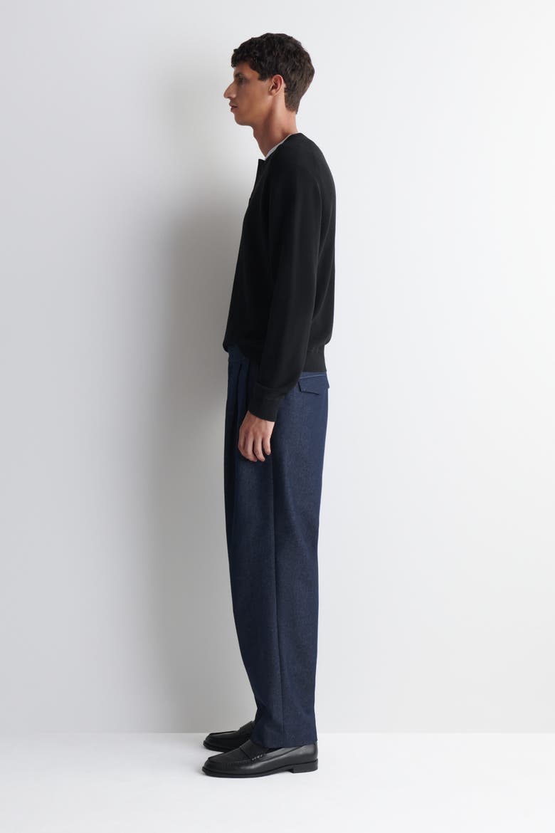 Knitted Cotton Henley Sweater, Alternate, color, BLACK