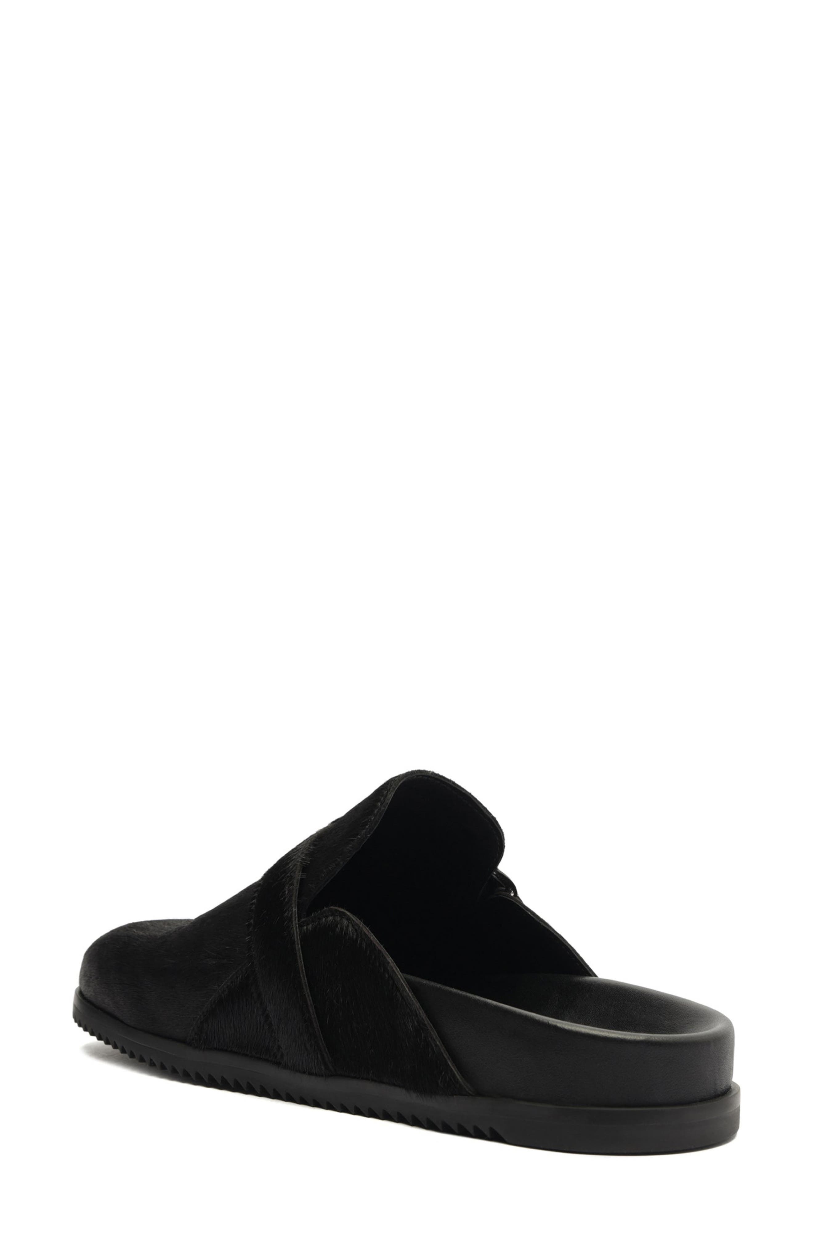 Schutz Grace Buckle Genuine Calf Hair Clog, Alternate, color, Black