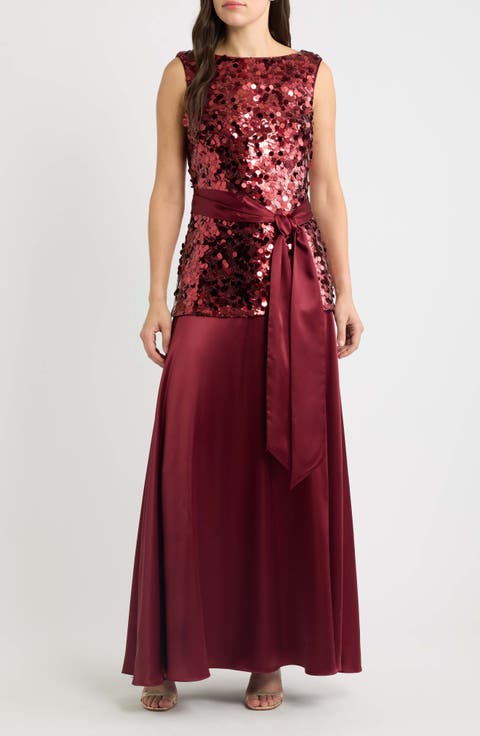 Sequin Mixed Media Gown