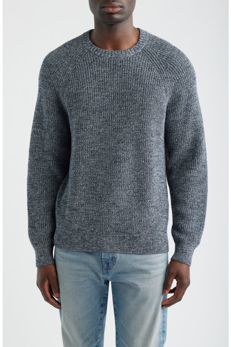 Shaker Stitch Cotton Sweater, Main, color, INK MARL