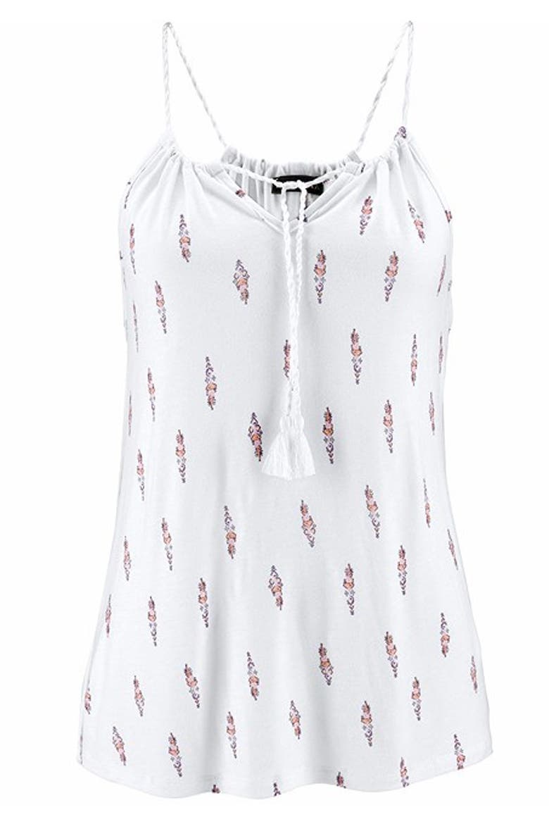 Women's Braided Strap Print Top, Alternate, color, Cream