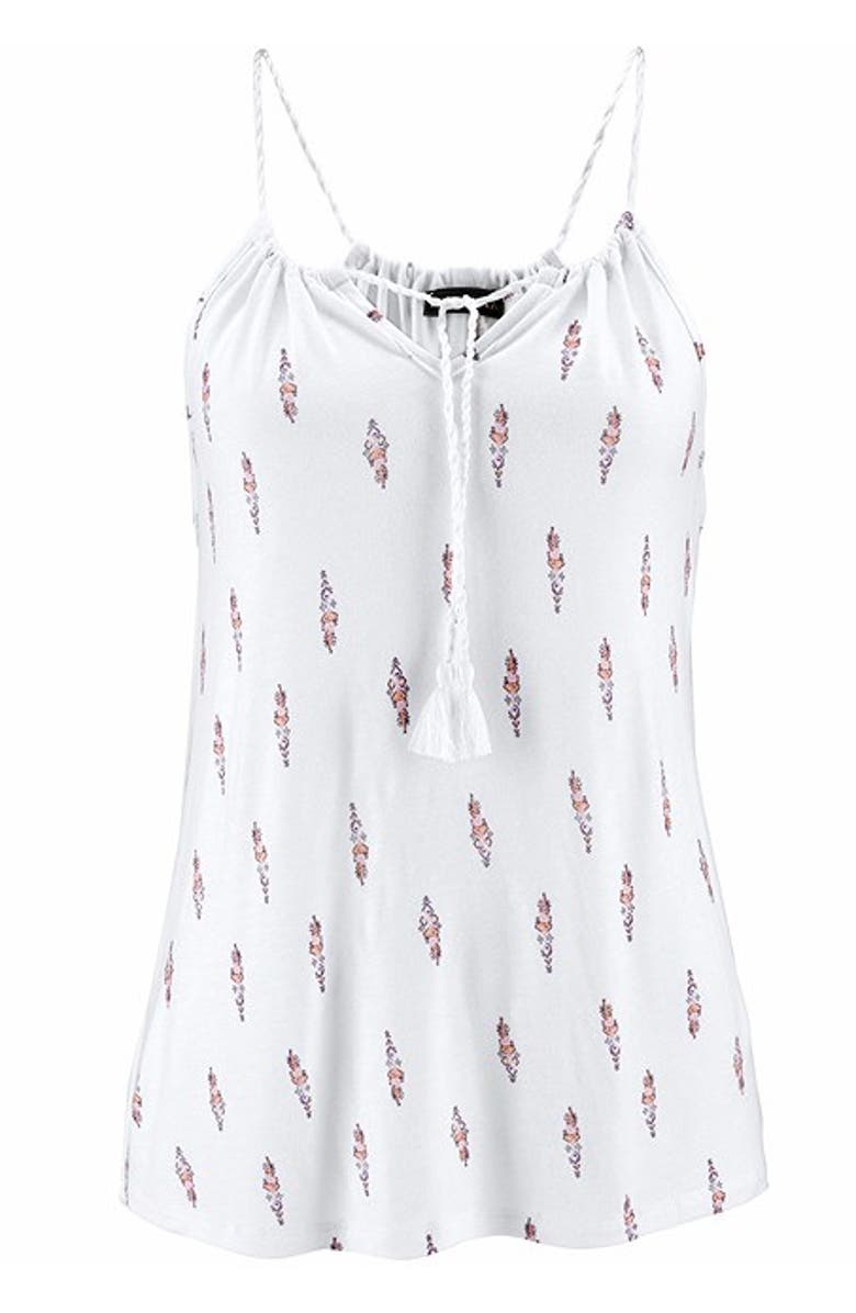 LASCANA Women's Braided Strap Print Top, Alternate, color, Cream