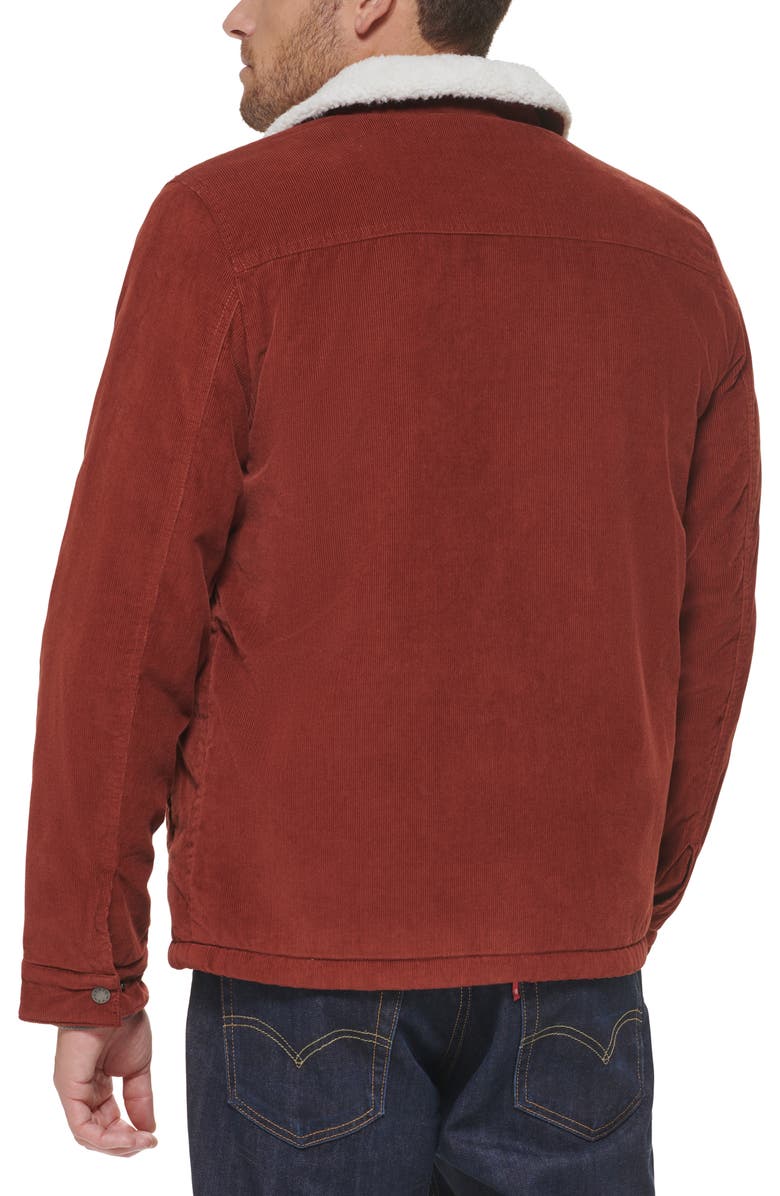 Levi's<sup>®</sup> Faux Shearling Lined Corduroy Trucker Jacket, Alternate, color, Rust