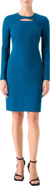 Akris punto Keyhole Long Sleeve Sheath Dress