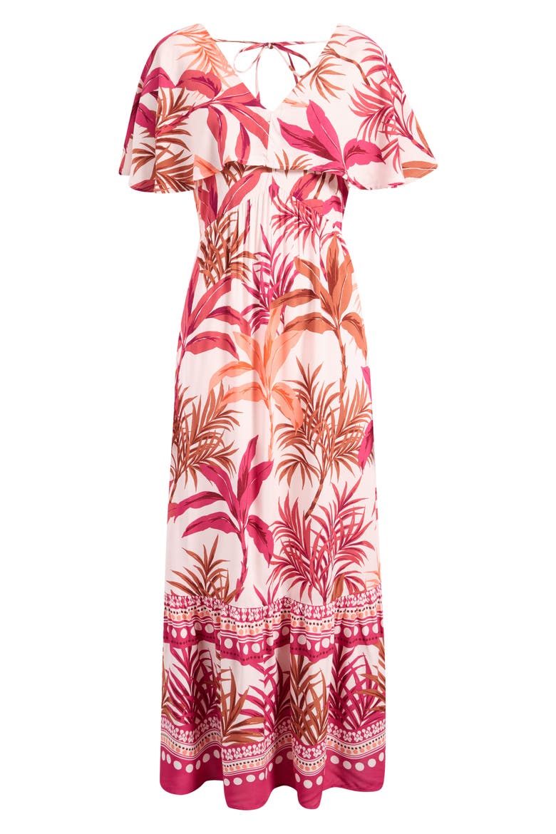 Palm Print Maxi Dress, Alternate, color, PINK