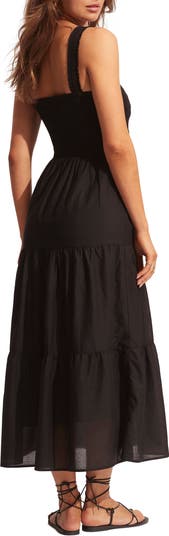 Red Aloha Tiered Cotton Maxi Sundress